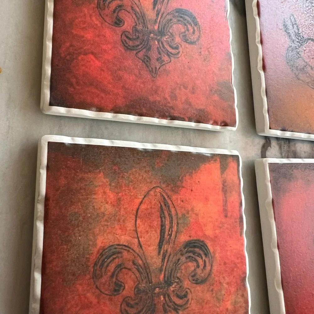 Louisiana themed Absorbent Coaster and trivet Set - 4 coasters 1 trivet